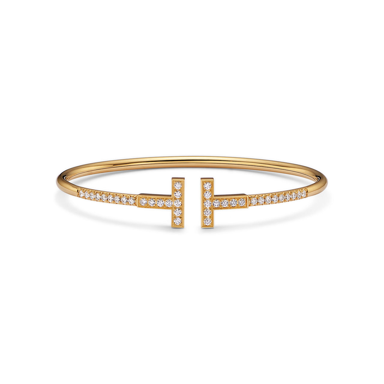 Tiffany T:Pavé Diamond Wire Bangle in Yellow Gold image number 0