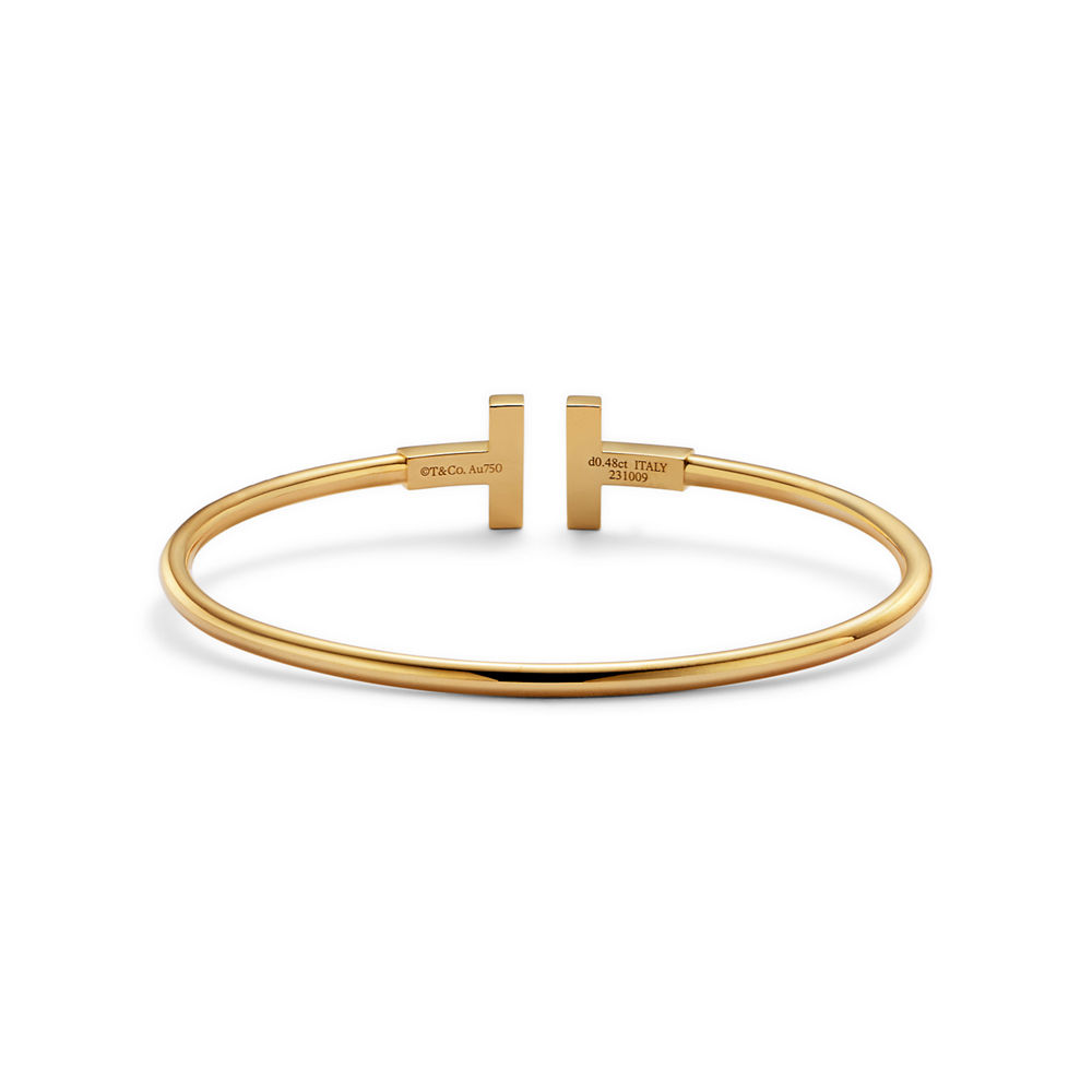 Tiffany T Pavé Diamond Wire Bangle in Yellow Gold, image 4 of 5