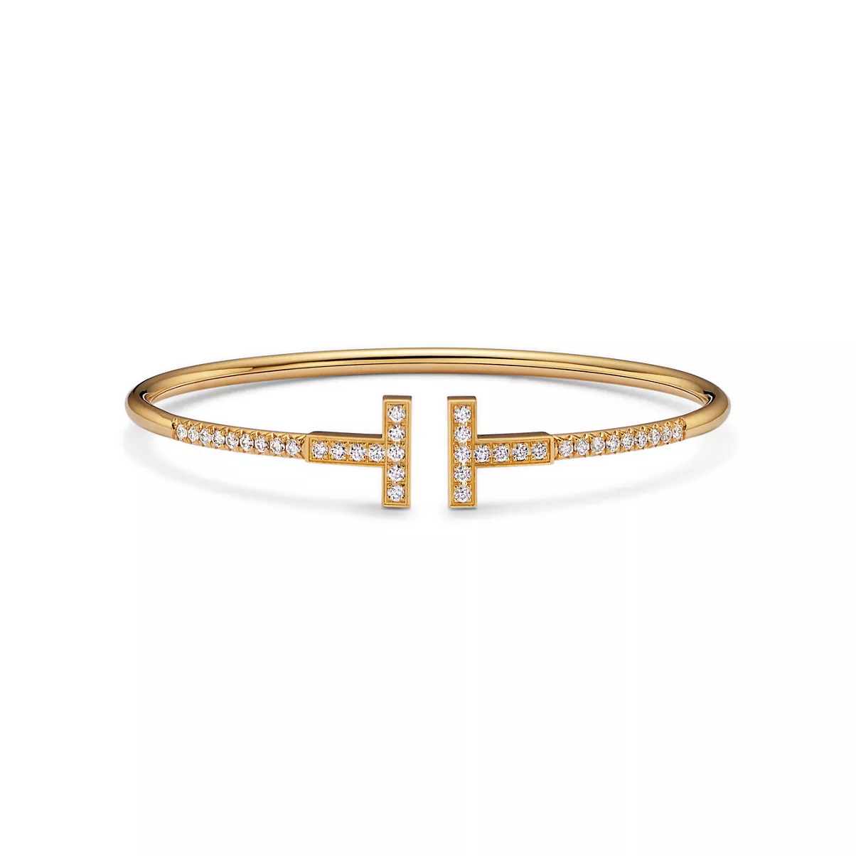 Pav&eacute; Diamond Wire Bangle in Yellow Gold