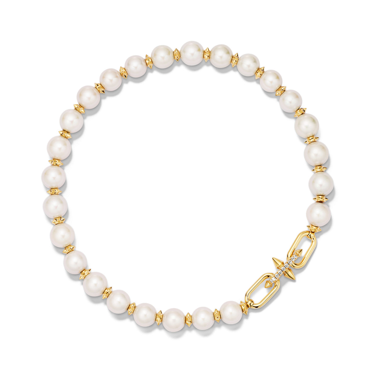 Tiffany Titan by Pharrell Williams:Pearl Necklace in Yellow Gold with Diamonds image number 3