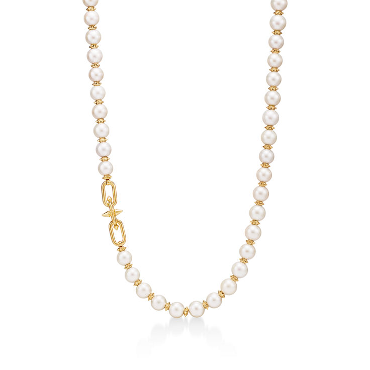 Tiffany Titan by Pharrell Williams:Pearl Necklace in Yellow Gold with Diamonds image number 4