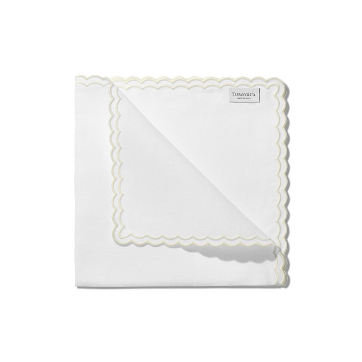 Tiffany Home Essentials:Scalloped Napkins in White Linen, Set of Four image number 1