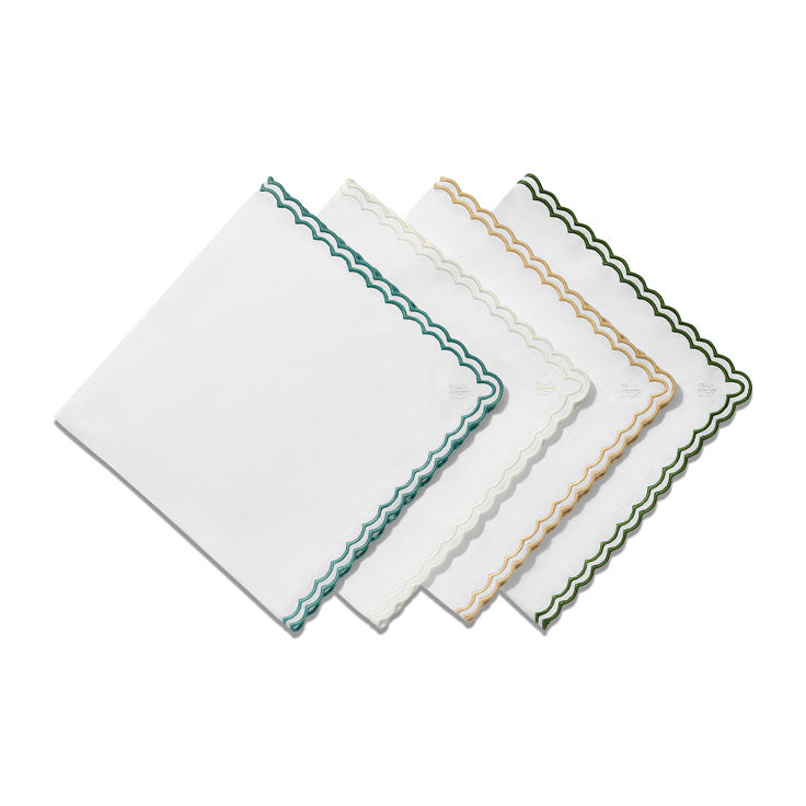Tiffany Home Essentials:Scalloped Napkins in White Linen, Set of Four image number 2