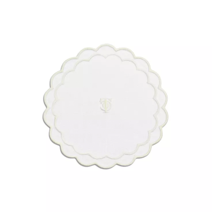 Tiffany Home Essentials:Scalloped Coasters in White Linen, Set of Four, 1