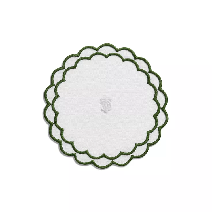Tiffany Home Essentials:Scalloped Coasters in White Linen, Set of Four, 1