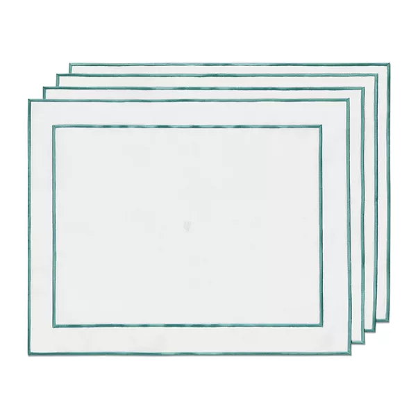 Embroidered Placemats in Linen, Set of Four