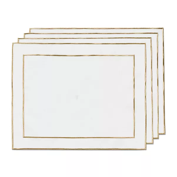 Embroidered Placemats in Linen, Set of Four