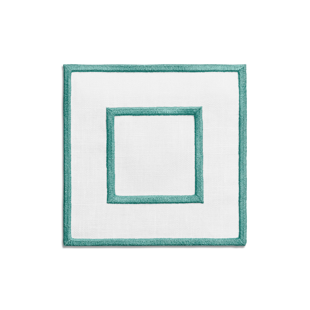 Embroidered Coasters in Linen, Set of Four