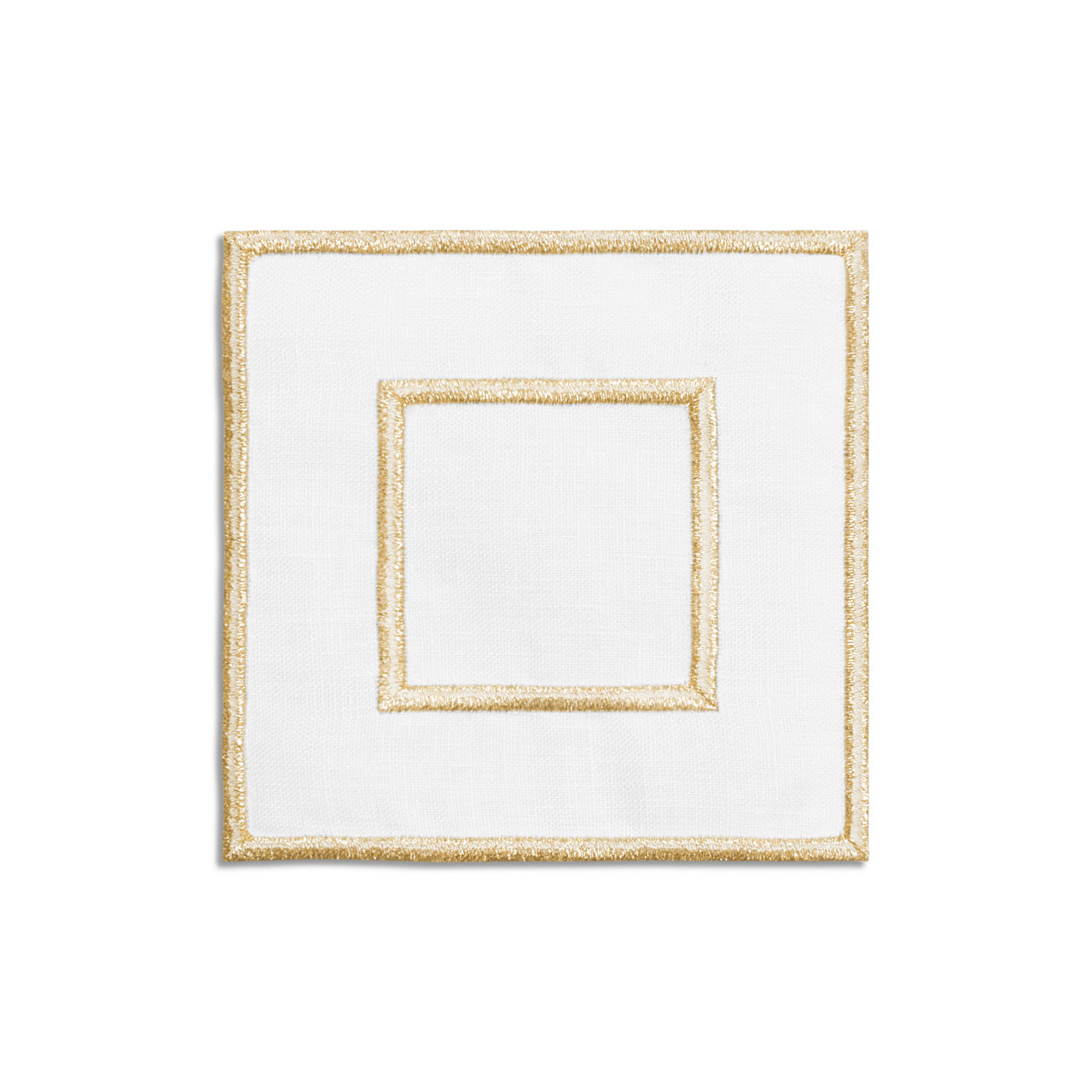 Embroidered Coasters in Linen, Set of Four