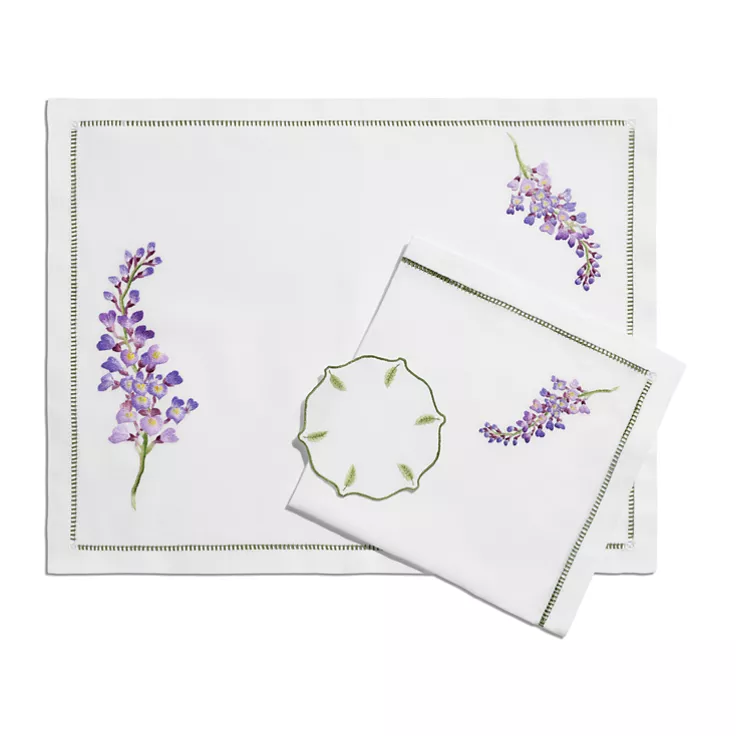 Tiffany Wisteria:Coasters in Linen, Set of Four, 2