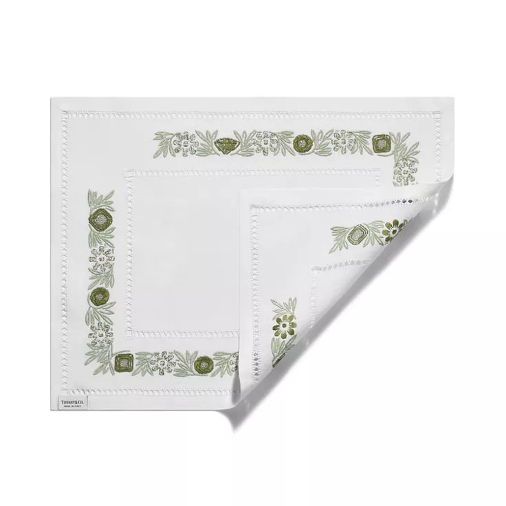 Tiffany Heritage:Place Mats Set of Four, in Jade Green Linen, 1