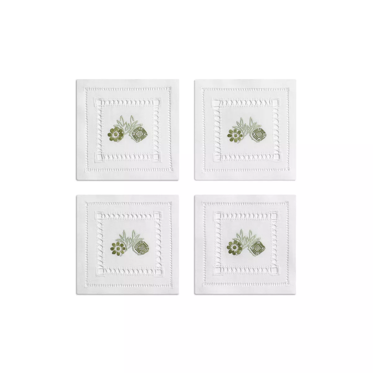 Coasters Set of Four, in Jade Green Linen