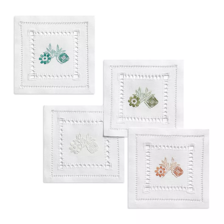 Tiffany Heritage:Coasters Set of Four, in Carnelian Linen, 2