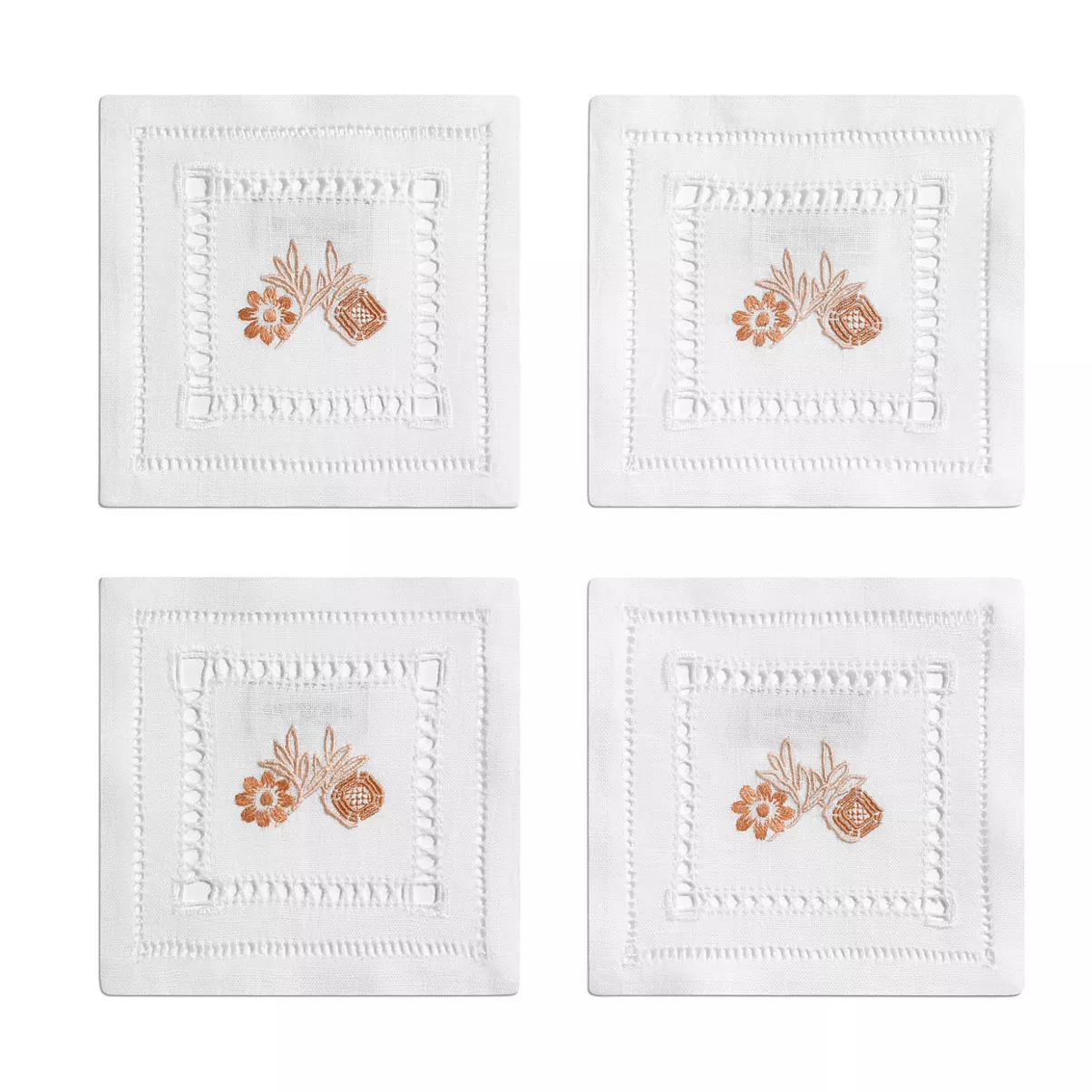 Coasters Set of Four, in Carnelian Linen