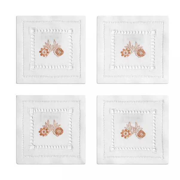 Coasters Set of Four, in Carnelian Linen