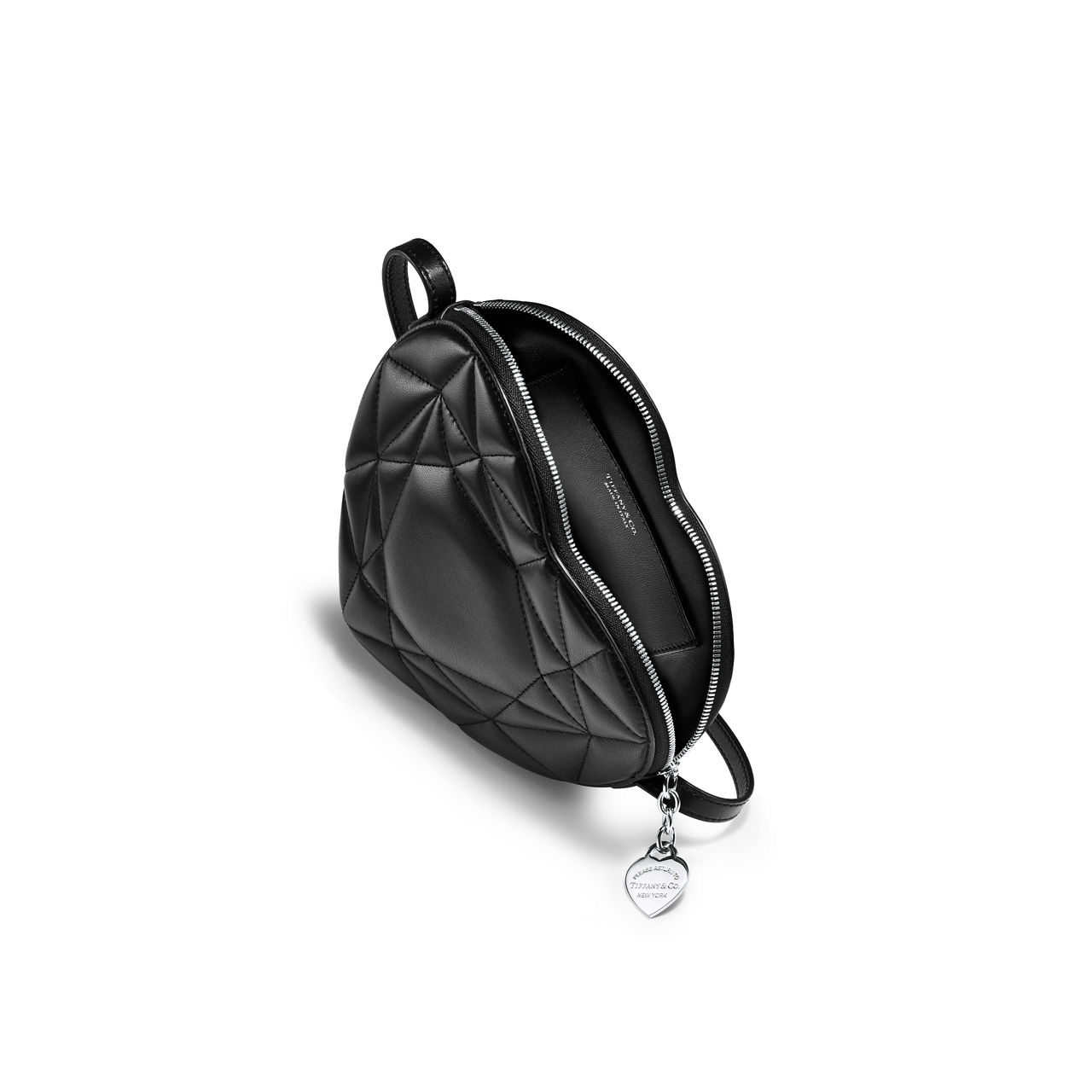 Gepolstete Crossbody-Tasche aus schwarzem Leder