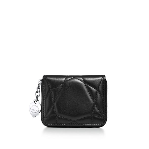 Return to Tiffany™:Padded Small Wallet in Black Leather