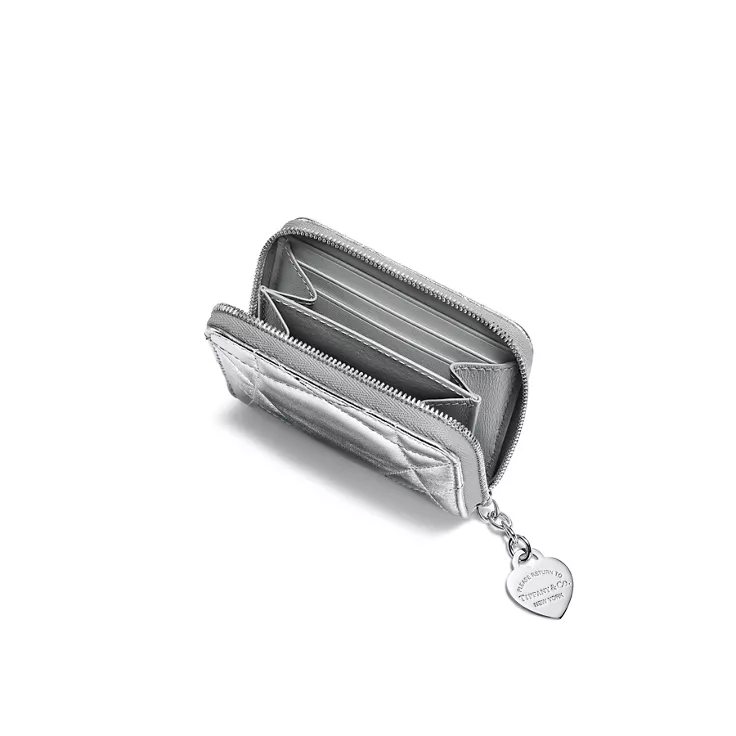 Return to Tiffany™:Padded Small Wallet in Silver-coloured Leather, 1