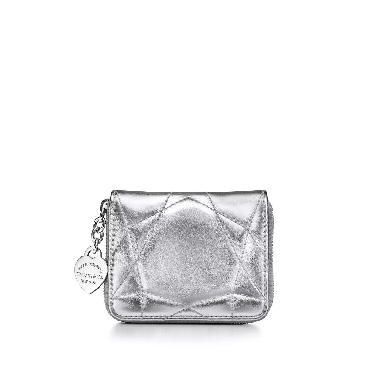 Padded Small Wallet in Silver-coloured Leather