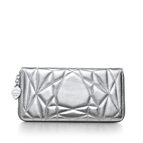 Return to Tiffany™:Padded Large Wallet in Silver-coloured Leather