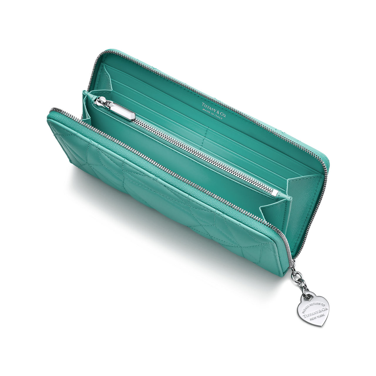 Großes gepolstertes Portemonnaie aus Leder in Tiffany Blue®