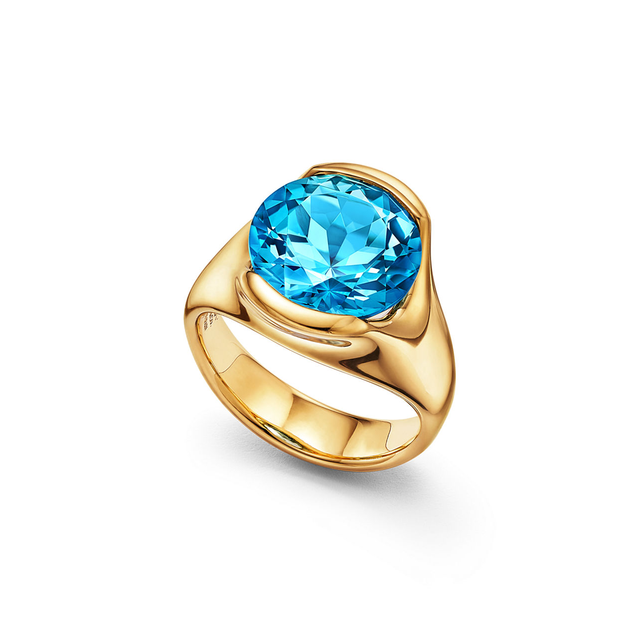 Elsa Peretti®:Fancy Color Ring in Yellow Gold with a Blue Topaz image number 2