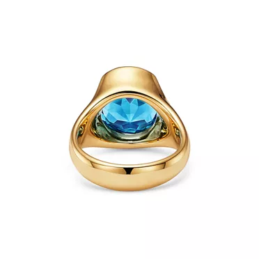 Elsa Peretti®:Fancy Color Ring in Yellow Gold with a Blue Topaz, 3