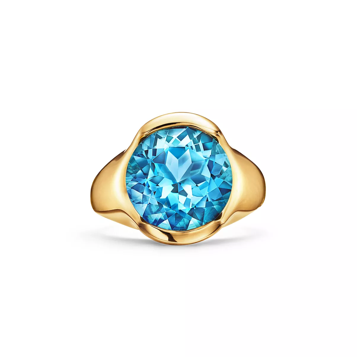 Fancy Color 戒指 黃金鑲藍色托帕石