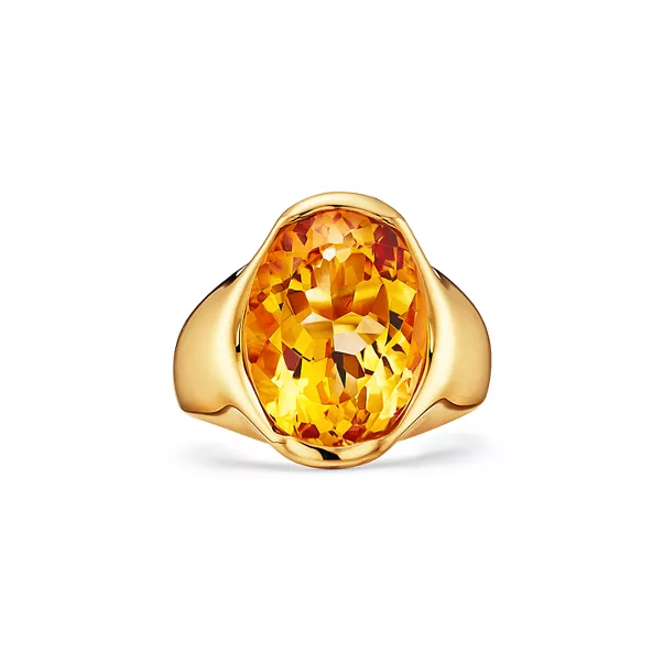 Fancy Color Ring in Gelbgold mit einem Zitrin