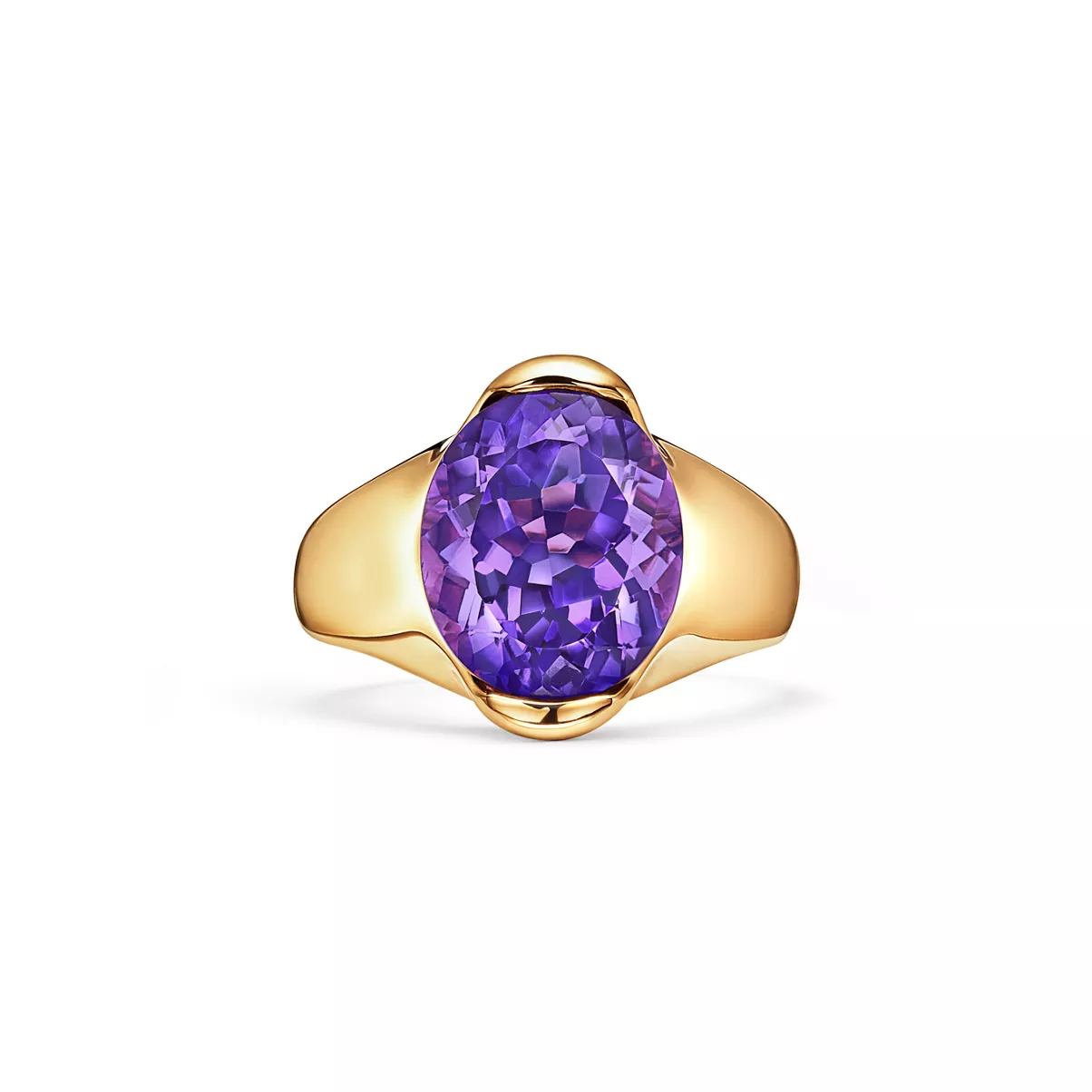 팬시 컬러 링, 옐로우 골드, 애머시스트 세팅