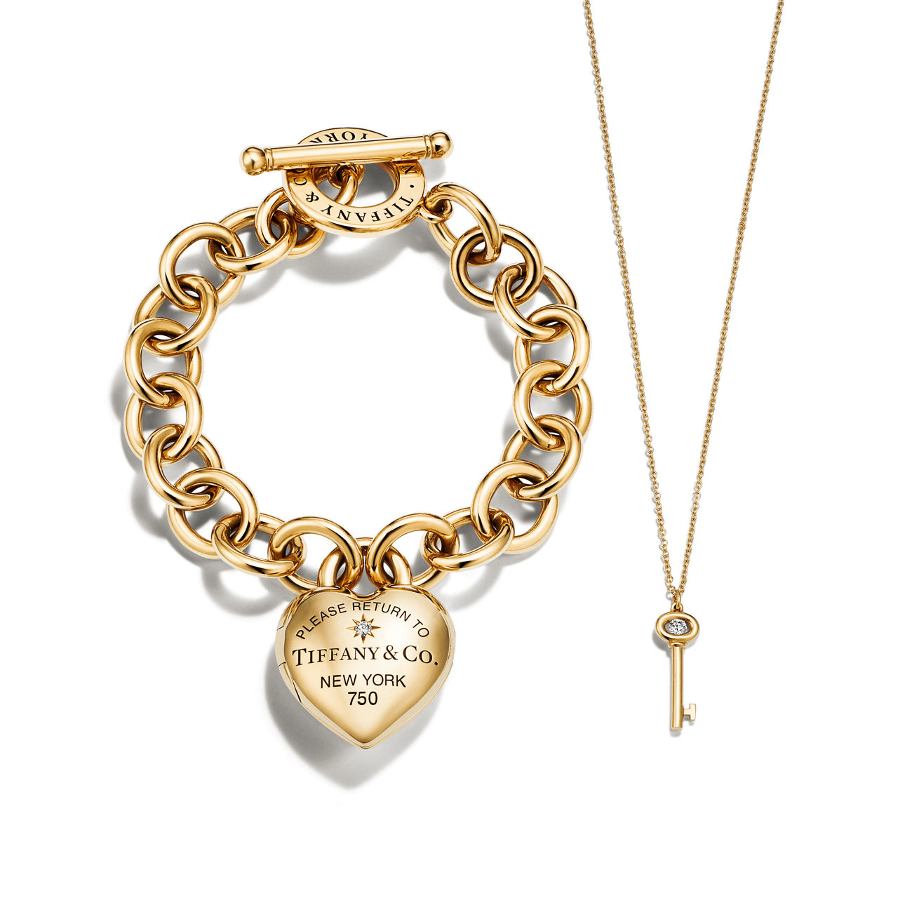 Full Heart Armband mit Knebelverschluss in Gelbgold mit Diamanten