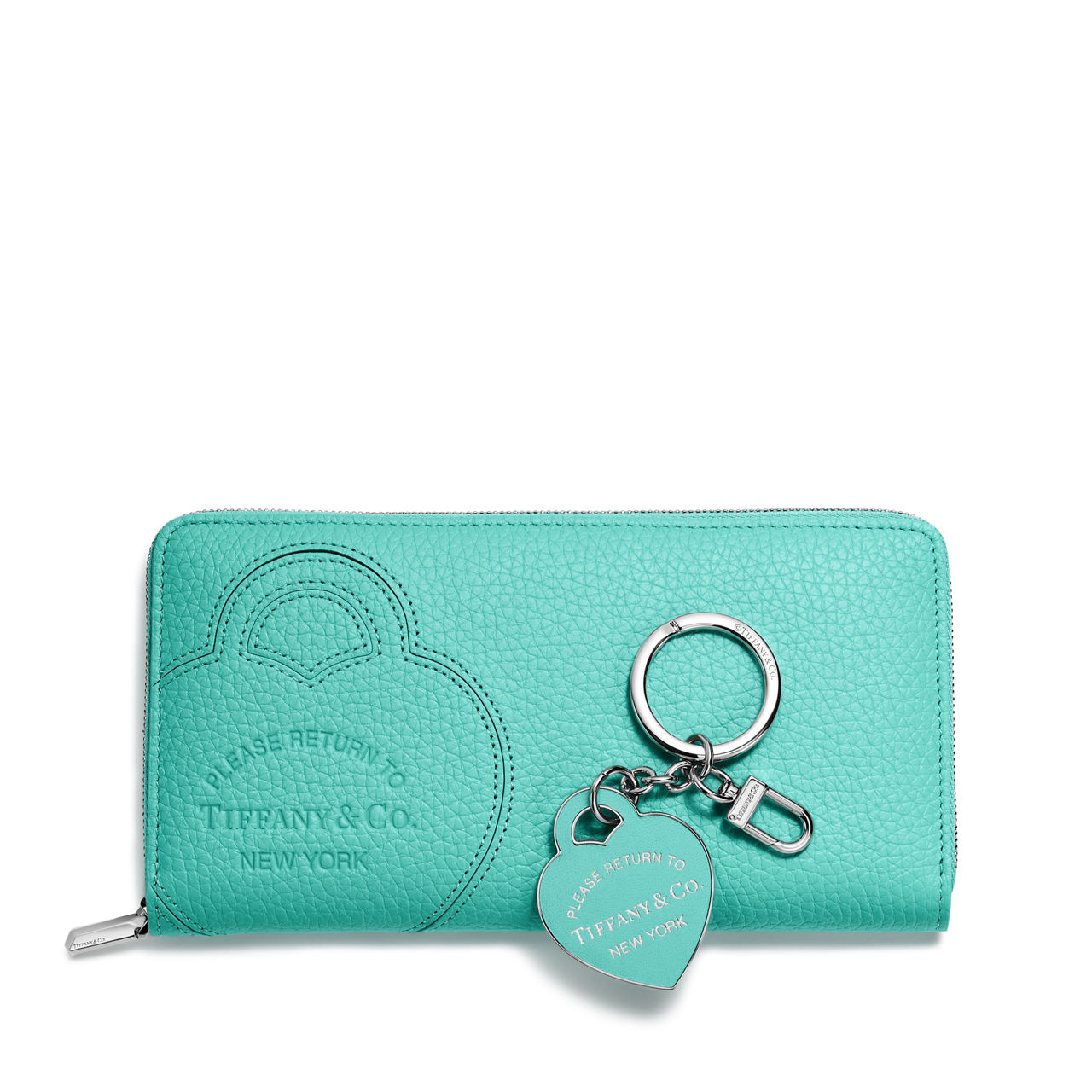 Return to Tiffany™:Zip Wallet and Keyring Set in Leather image number 0