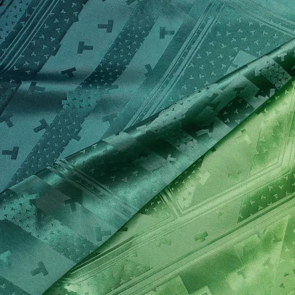 Dancing T Ribbon Scarf in Infinity Emerald Silk