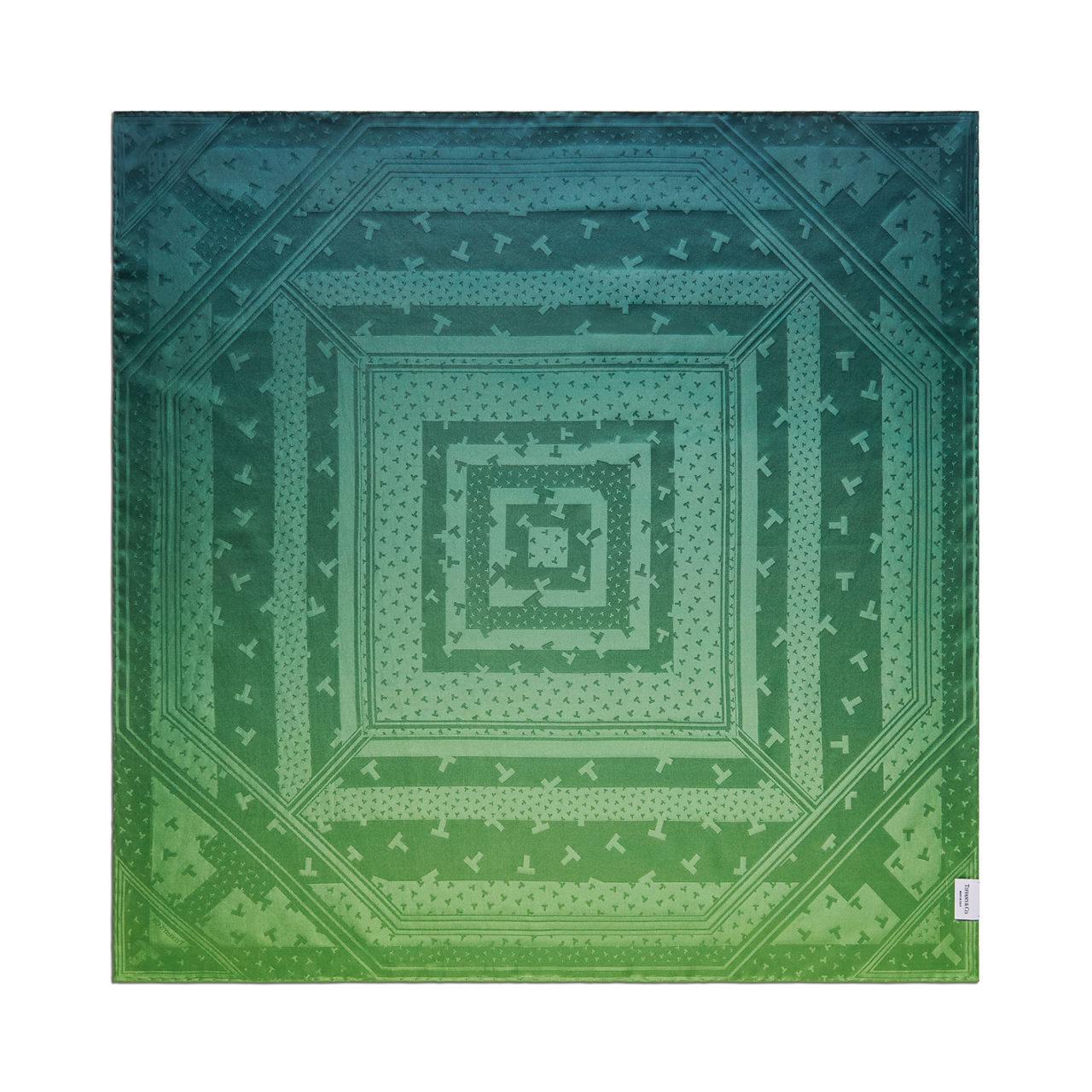 Tiffany T:Dancing T Ribbon Scarf in Infinity Emerald Silk image number 2