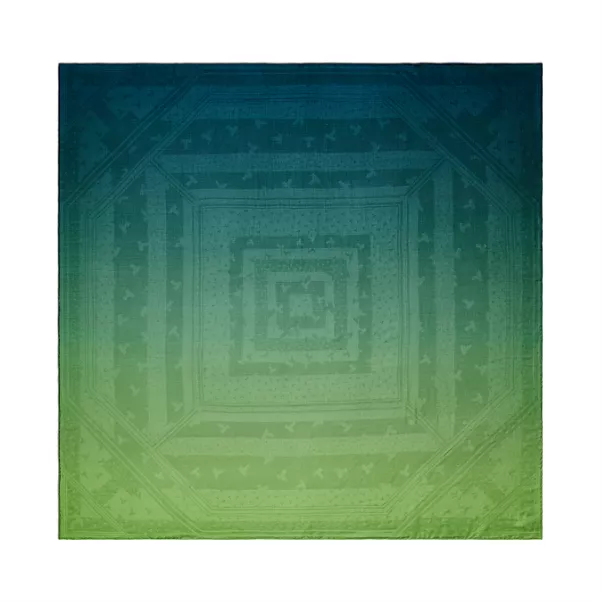 Dancing T Square Scarf in Infinity Emerald Silk
