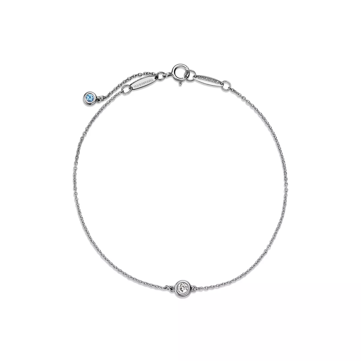 Diamonds by the Yard&reg; Bracelet in Platinum with an Aquamarine