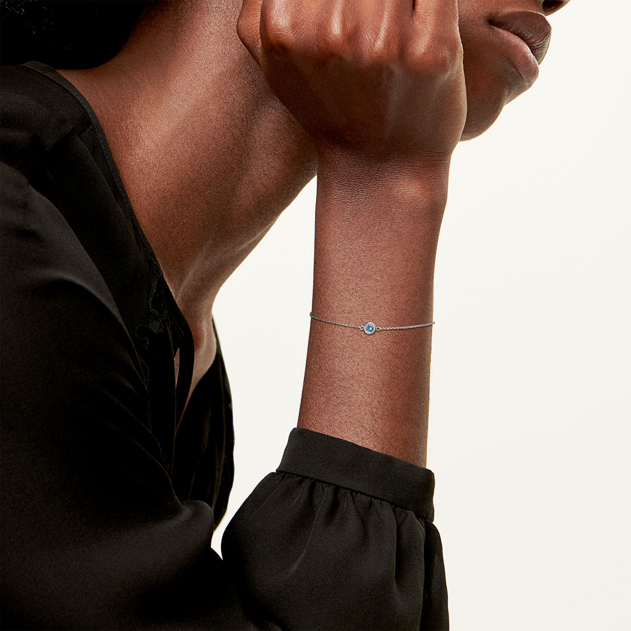 Color by the Yard Bracelet in Platinum with an Aquamarine