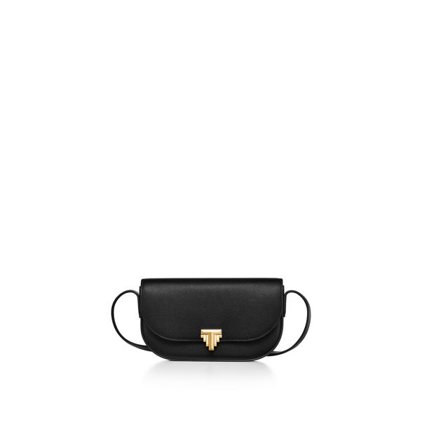 Tiffany T:Deco Crossbody Wallet in Black Calf Leather