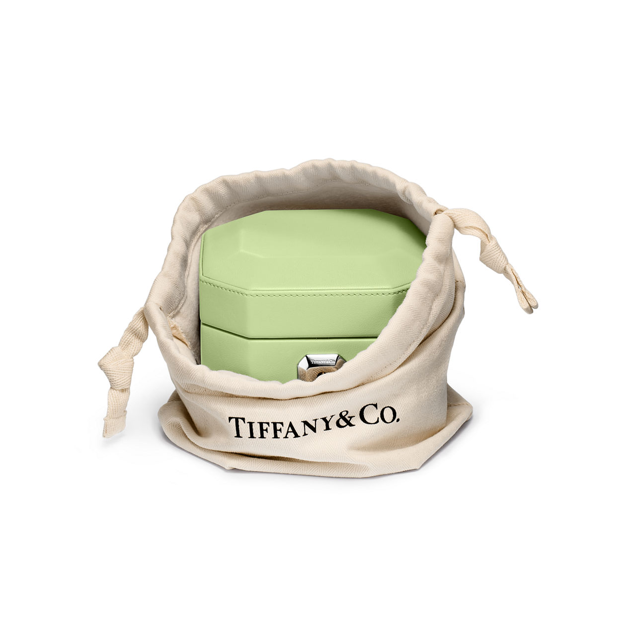 Collezione Tiffany Facets:Portagioie piccolo in pelle color tsavorite numero immagine 3