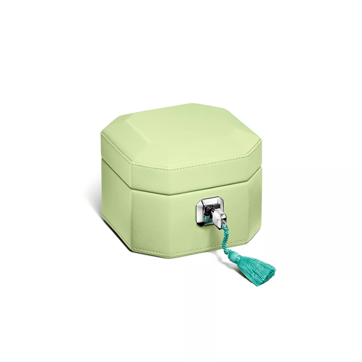 Small Jewellery Box in Tsavorite-coloured Leather