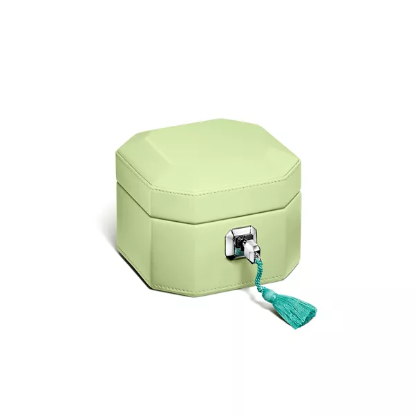 Small Jewelry Box in Tsavorite-colored Leather