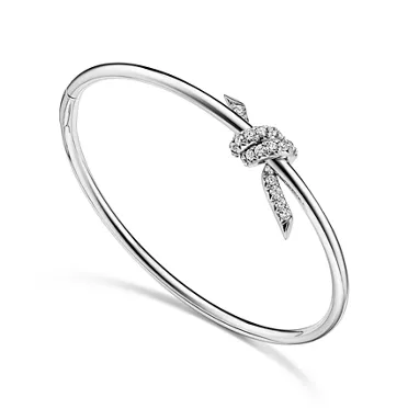 Tiffany Knot:Wire Bangle in White Gold with Diamonds, 2
