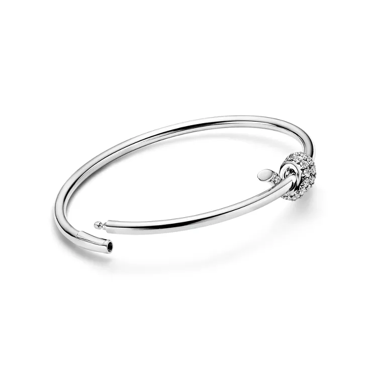 Tiffany Knot:Wire Bangle in White Gold with Diamonds, 4