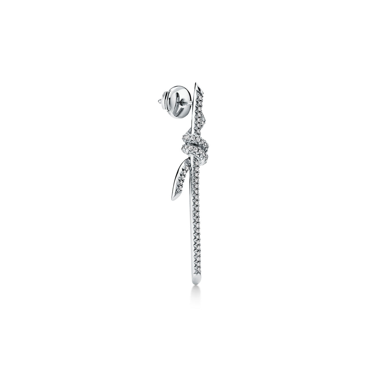 Tiffany Knot:Drop Earrings in White Gold with Diamonds image number 2