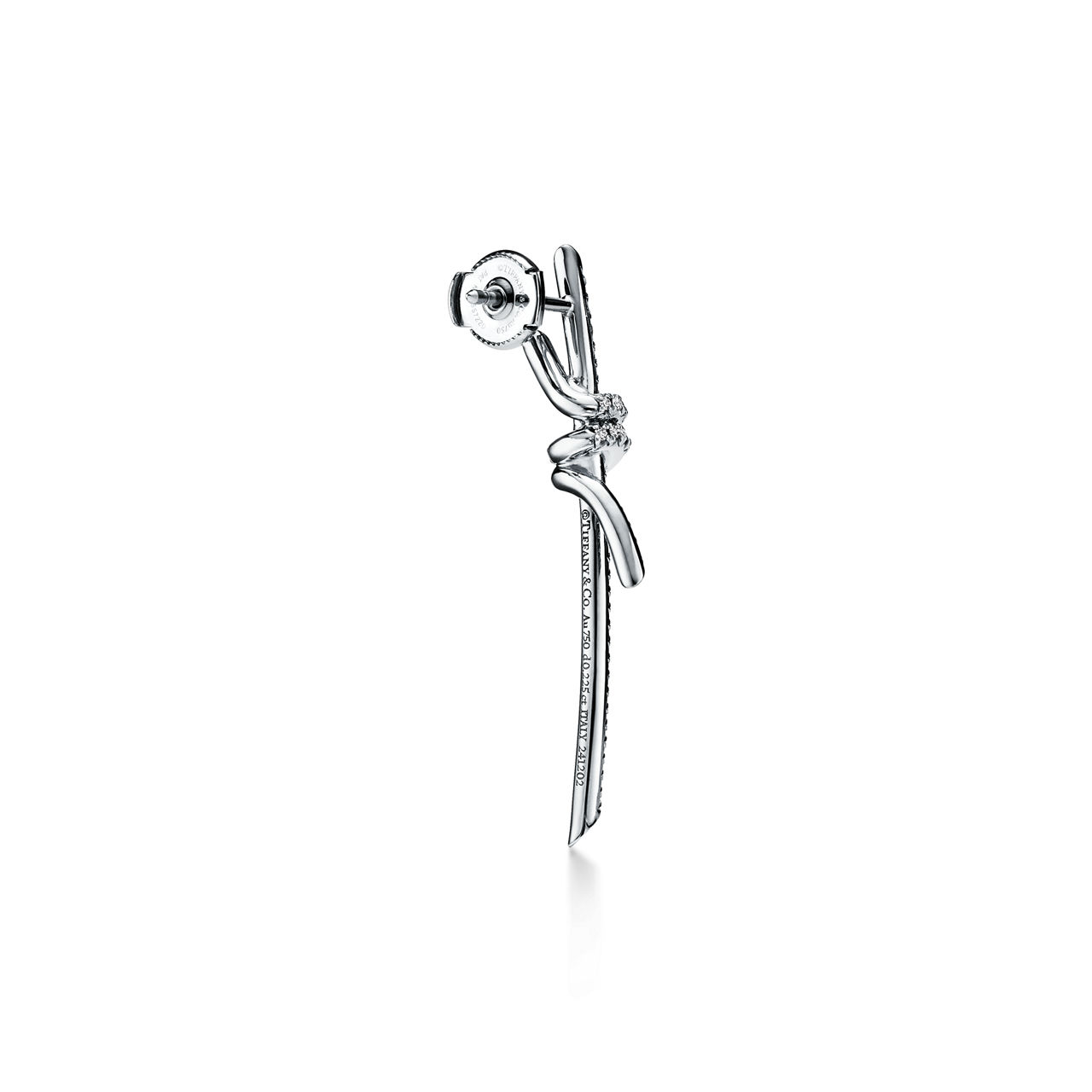 Tiffany Knot:Drop Earrings in White Gold with Diamonds image number 3