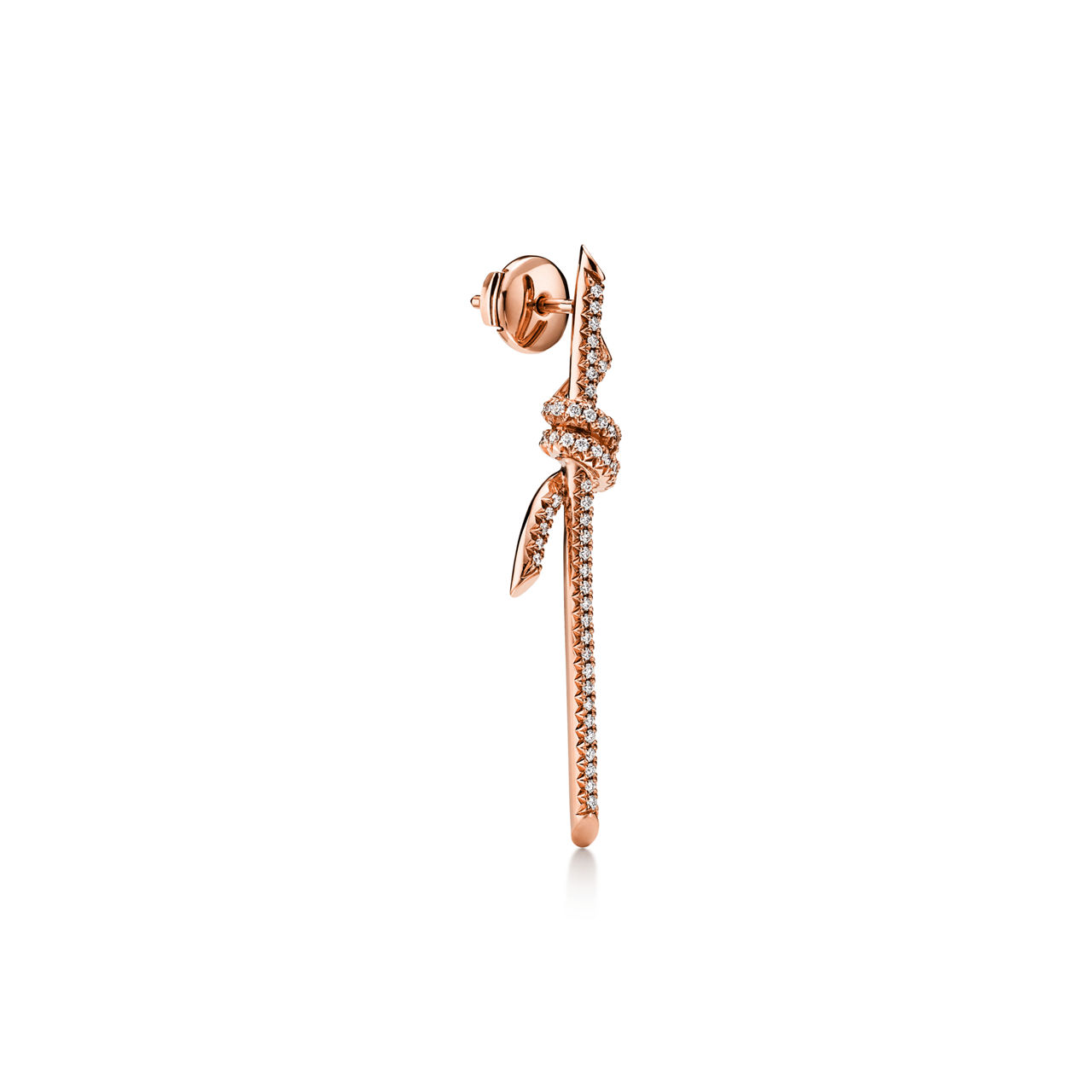 Tiffany Knot:Drop Earrings in Rose Gold with Diamonds image number 2