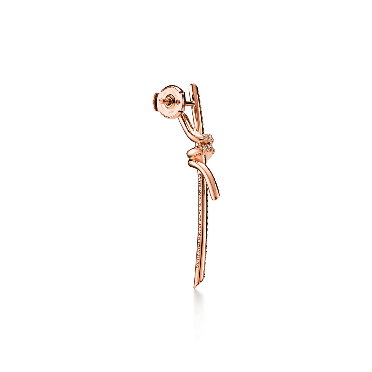 Tiffany Knot:Drop Earrings in Rose Gold with Diamonds image number 3