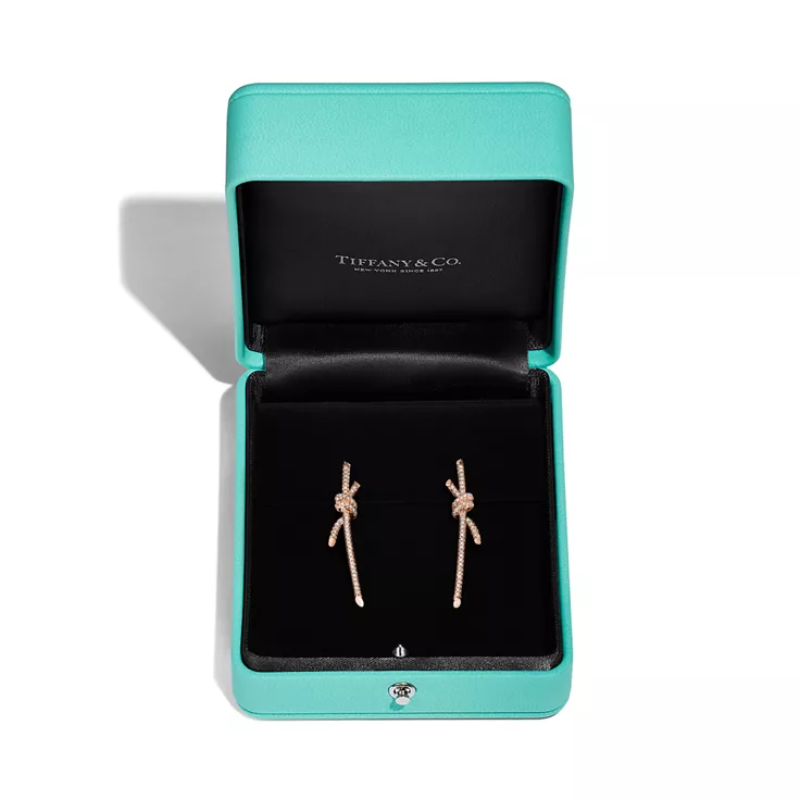 Tiffany Knot:Drop Earrings in Rose Gold with Diamonds, 4