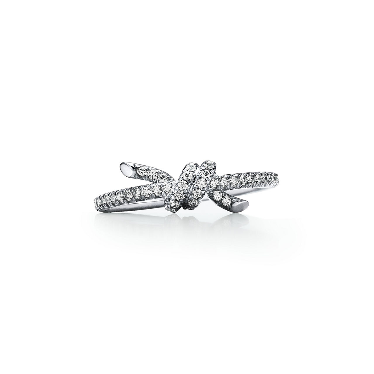 Tiffany Knot:Ring in White Gold with Diamonds image number 0