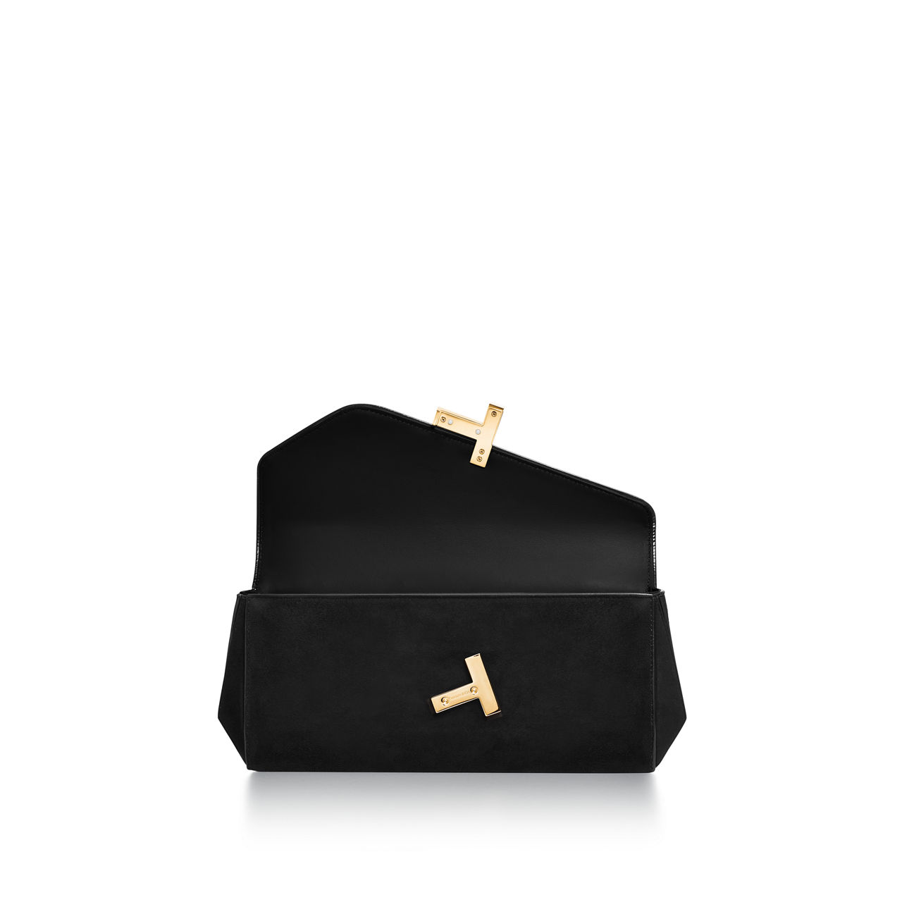 Clutch aus schwarzem Wildleder